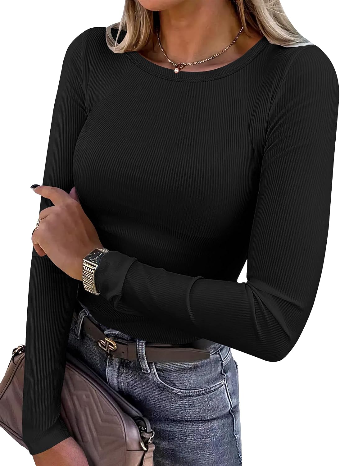 Ribbed Long Sleeve Tops for B2B Sourcing