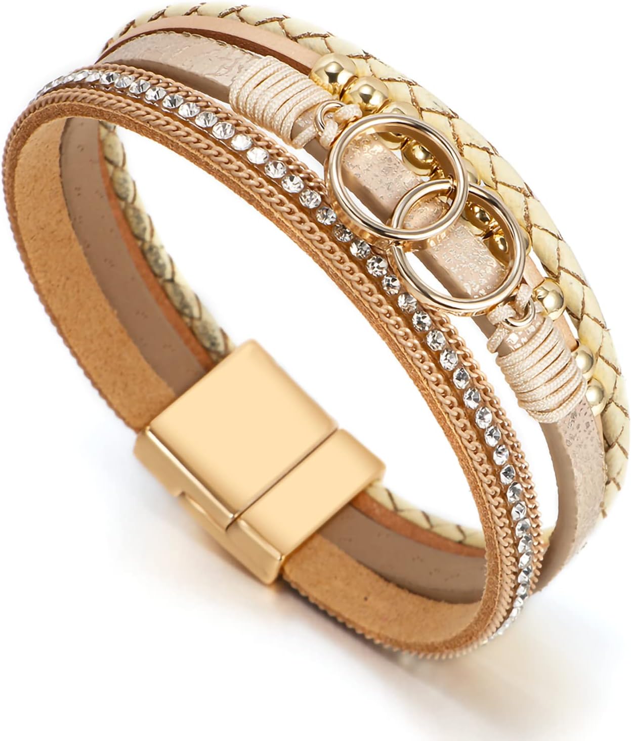 Layered Leather Wrap Bracelets - view 2