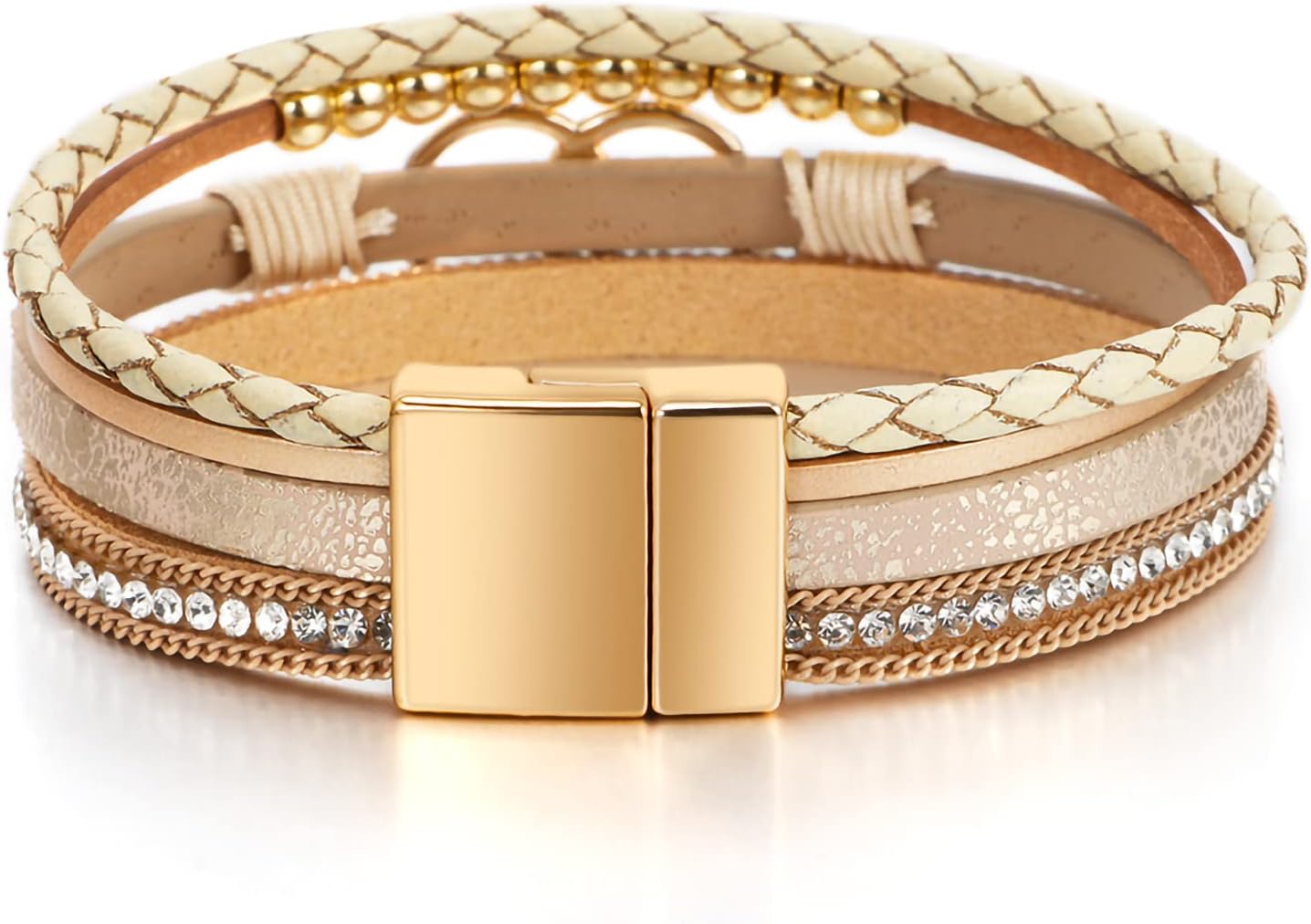 Layered Leather Wrap Bracelets - view 3