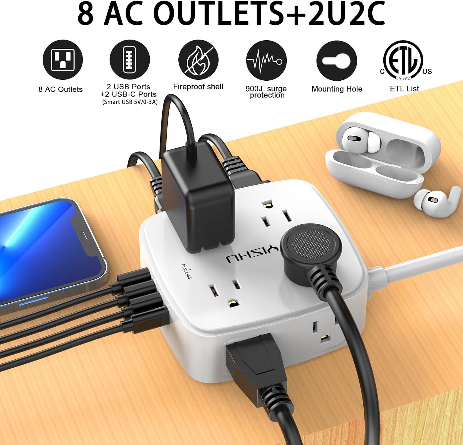 Desktop Power Strips with USB Ports - view 2